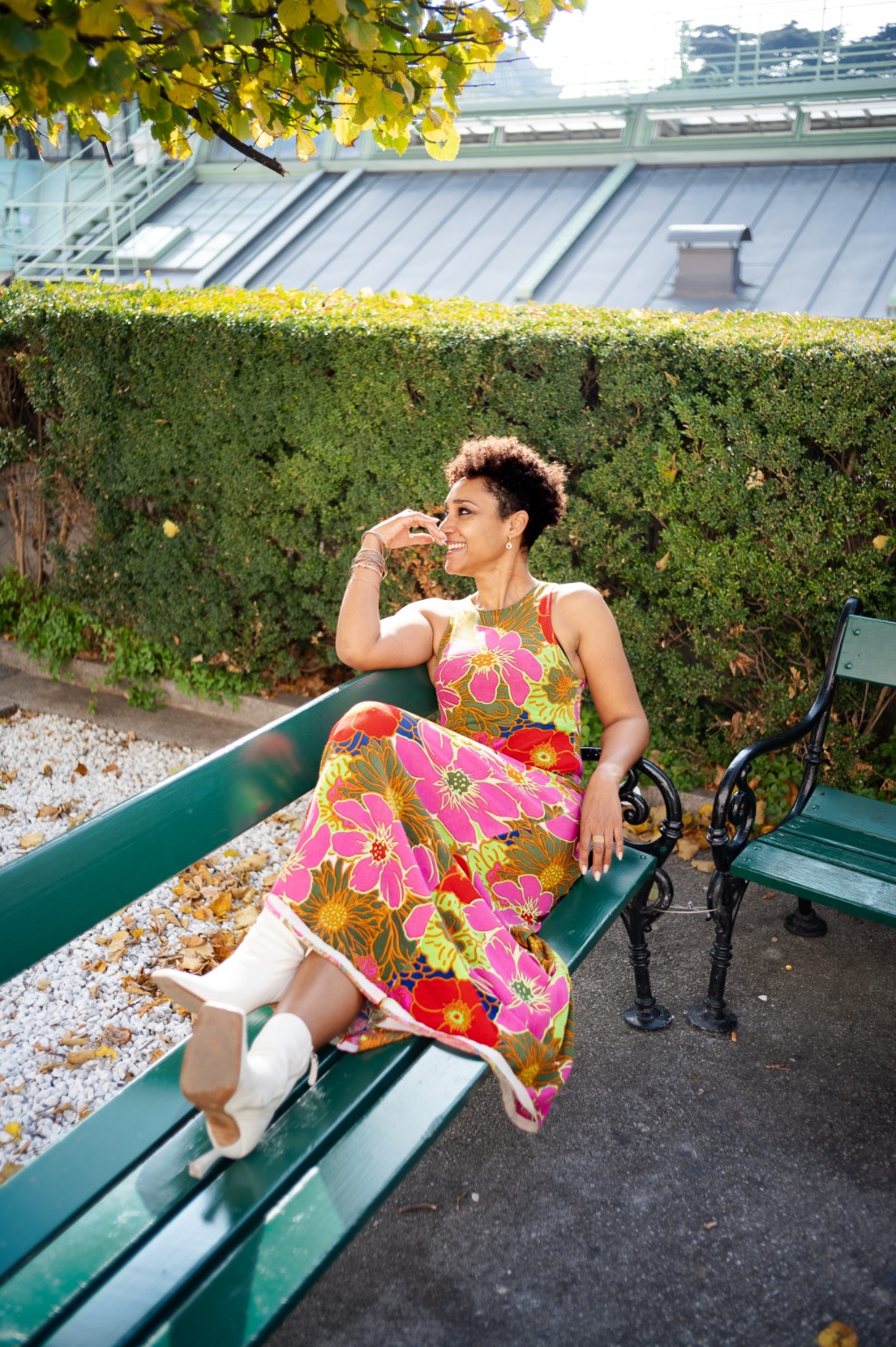 Lucie seated outdoors in Vienna
